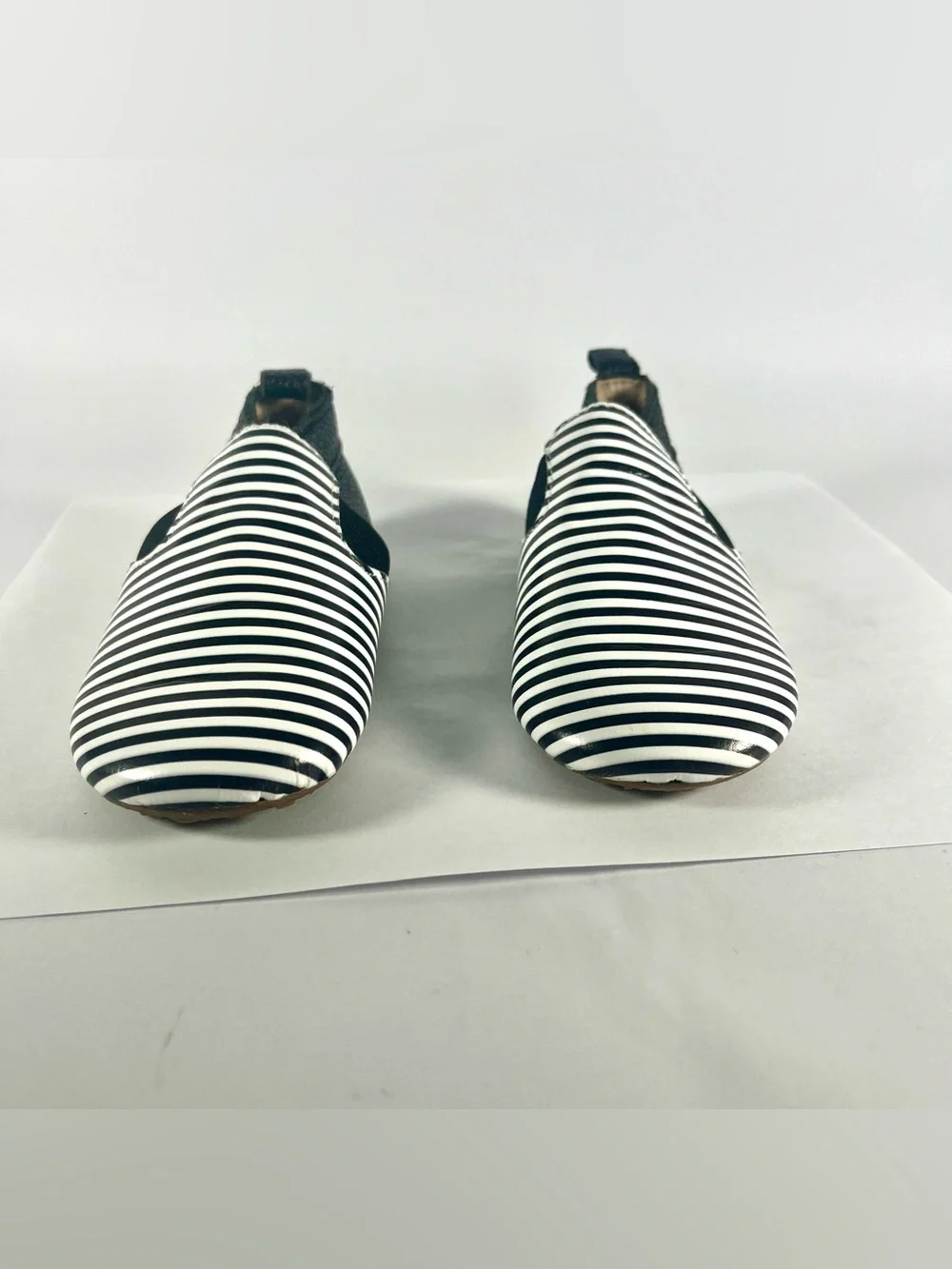 Monkey Feet Black & White Striped Slip-On Toddler Moccasins